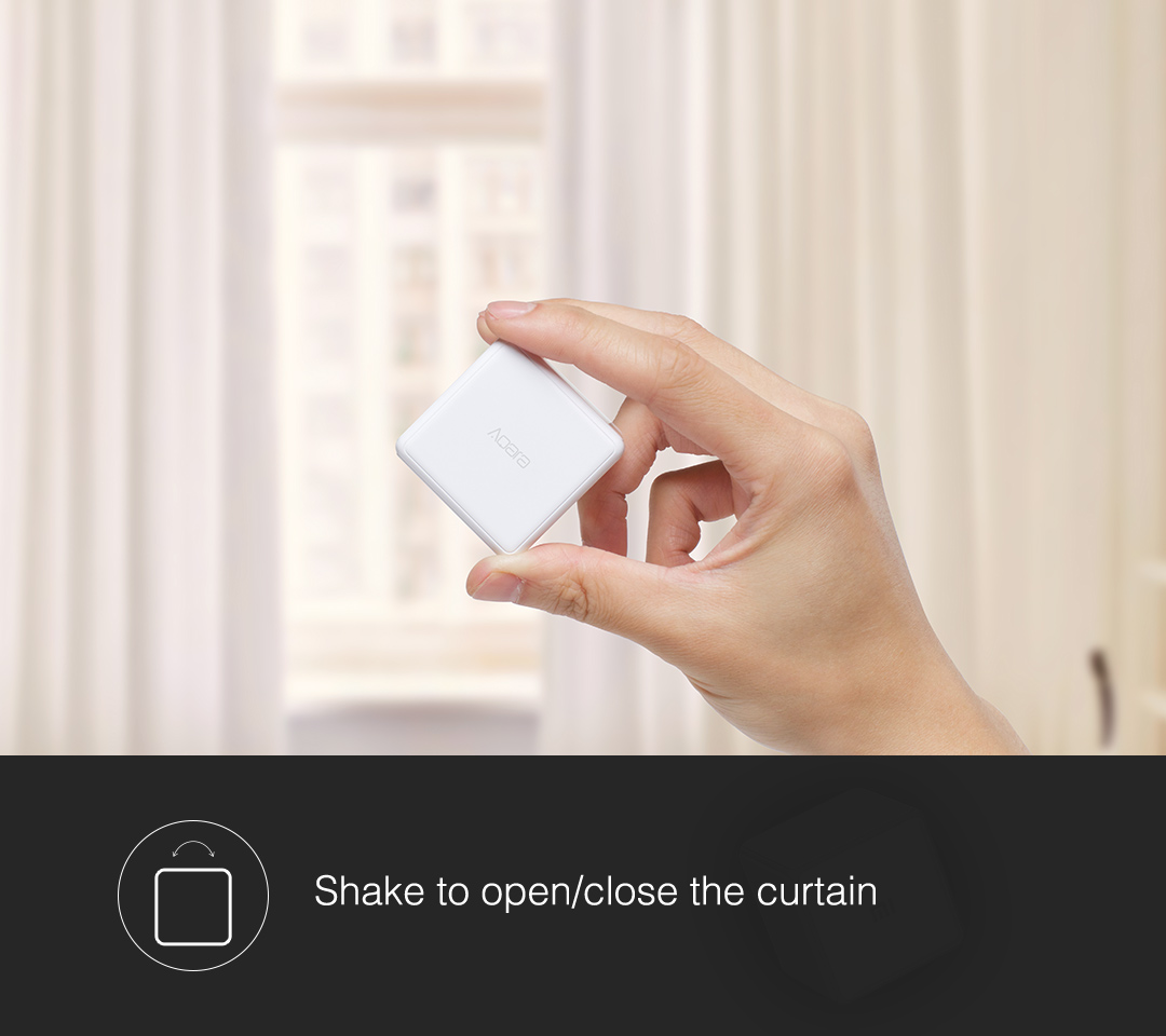 Shake our magic cube controller to open/close the curtain