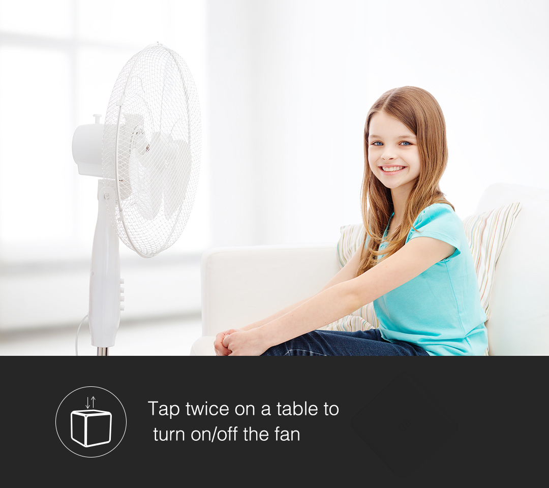 Tap twice our magic cube controller to turn on/off the fan