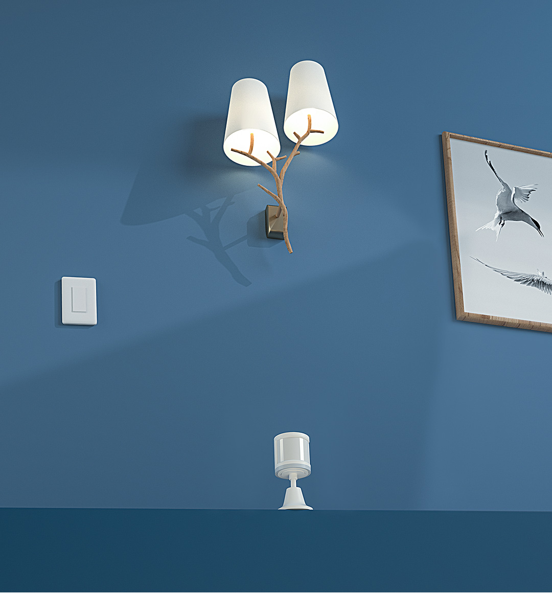Smart lighting system with our smart light switch and human motion sensor